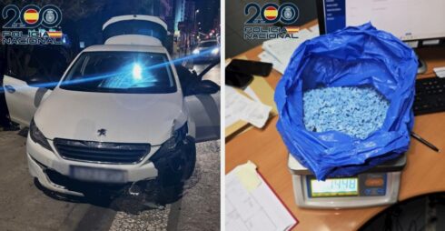Benidorm high-speed chase ends with car containing 1.5 kilos of ecstasy pills crashing into road sign