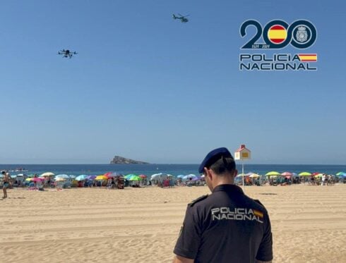 Police boost patrols and use drones to cut beach crimes during Benidorm peak holiday season